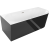 Mexen Mia freestanding corner bathtub left 140 x 75 cm, white/black, brushed nickel overflow - 52691407575L-97