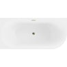 Mexen Mia freistehende Eckbadewanne links 160 x 80 cm, weiß, Überlauf gold - 52691608000L-50