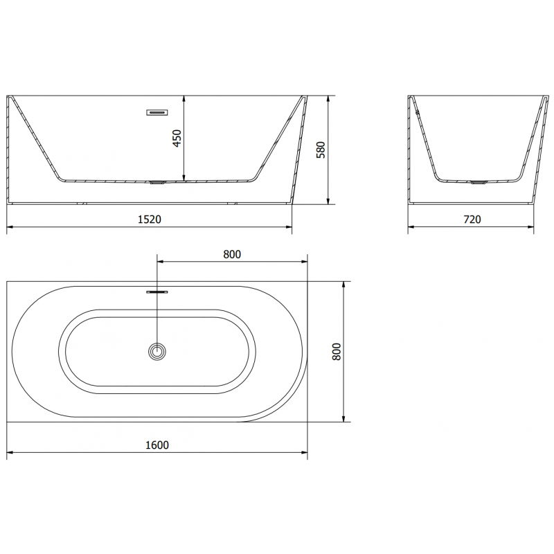 Mexen Mia vrijstaande linker hoekbad 160 x 80 cm, wit, goud overloop - 52691608000L-50