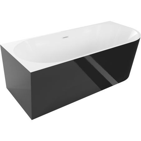 Mexen Mia freestanding corner bathtub left 160 x 80 cm, white/black, white overflow - 52691608075L-20