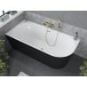 Mexen Mia freistehende linke Eckbadewanne 160 x 80 cm, weiß/schwarz, Überlauf golden - 52691608075L-50