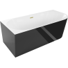 Mexen Mia free-standing corner left bathtub 160 x 80 cm, white/black, brushed gold overflow - 52691608075L-55
