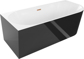 Mexen Mia vrijstaande hoekbad links 160 x 80 cm, wit/zwart, overloop geborsteld koper - 52691608075L-65