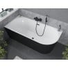 Mexen Mia freistehende Eckbadewanne links 160 x 80 cm, weiß/schwarz, schwarzer Überlauf - 52691608075L-70