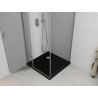 Mexen Roma swing shower cabin 80 x 80 cm, transparent, chrome + Flat shower tray, black - 854-080-080-01-00-4070