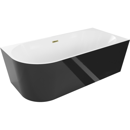 Mexen Mia freestanding corner bathtub right 160 x 80 cm, white/black, gold overflow - 52691608075P-50