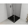 Mexen Roma swing shower cabin 80 x 80 cm, transparent, chrome + Flat shower tray, black - 854-080-080-01-00-4070