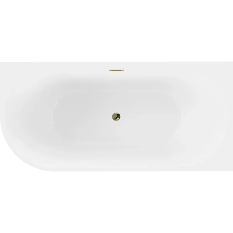 Mexen Mia freistehende Eckbadewanne rechts 160 x 80 cm, weiß/schwarz, Überlauf gold - 52691608075P-50
