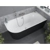 Mexen Mia baignoire autoportante d'angle droit 160 x 80 cm, blanc/noir, trop-plein nickel brossé - 52691608075P-97