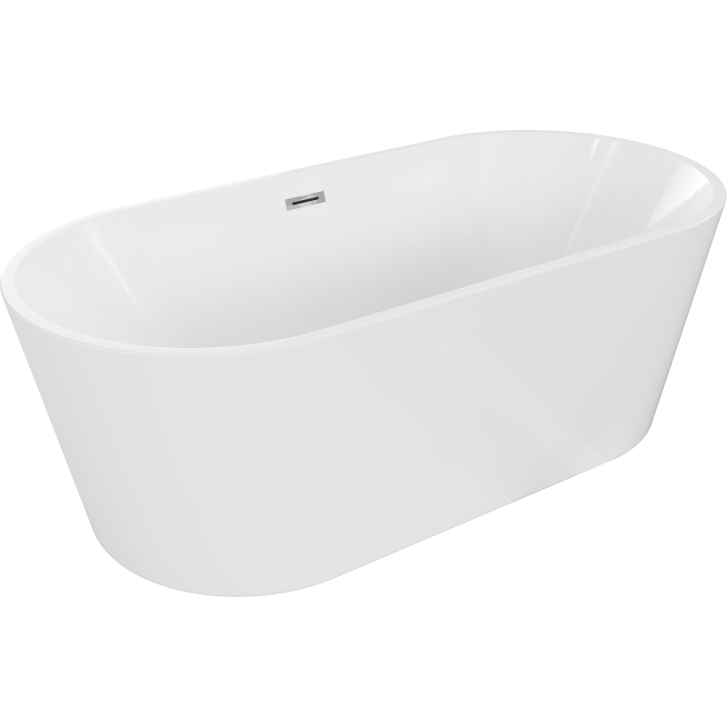 Mexen Luna freistehende Badewanne 140 x 75 cm, weiß, Überlauf chrom - 52031407500-01