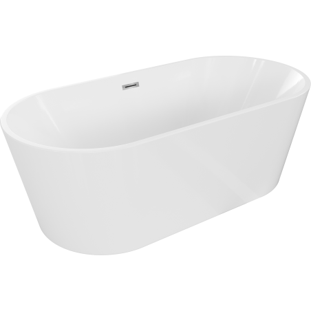 Mexen Luna freistehende Badewanne 140 x 75 cm, weiß, Überlauf chrom - 52031407500-01