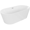 Mexen Luna freistehende Badewanne 140 x 75 cm, weiß, Überlauf chrom - 52031407500-01