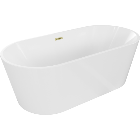 Mexen Luna Freestanding Bathtub 140 x 75 cm, White, Brushed Gold Overflow - 52031407500-55