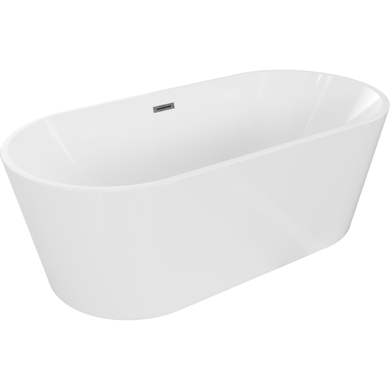 Mexen Luna freistehende Badewanne 140 x 75 cm, weiß, Überlauf gun gray gebürstet - 52031407500-66