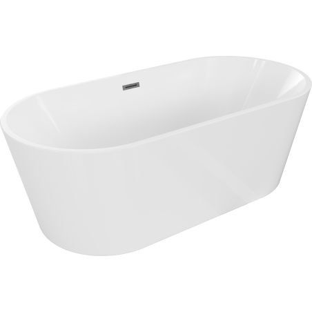 Mexen Luna freestanding bathtub 140 x 75 cm, white, brushed gun gray overflow - 52031407500-66