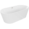 Mexen Luna freistehende Badewanne 140 x 75 cm, weiß, Überlauf gebürsteter Nickel - 52031407500-97