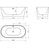 Mexen Luna freistehende Badewanne 140 x 75 cm, weiß, Überlauf chrom - 52031407500-01