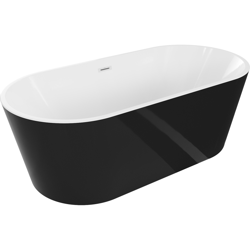 Mexen Luna freistehende Badewanne 140 x 75 cm, weiß/schwarz, Überlauf weiß - 52031407575-20