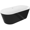 Mexen Luna freistehende Badewanne 140 x 75 cm, weiß/schwarz, Überlauf weiß - 52031407575-20