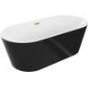 Mexen Luna baignoire autoportante 140 x 75 cm, blanche/noire, trop-plein doré - 52031407575-50