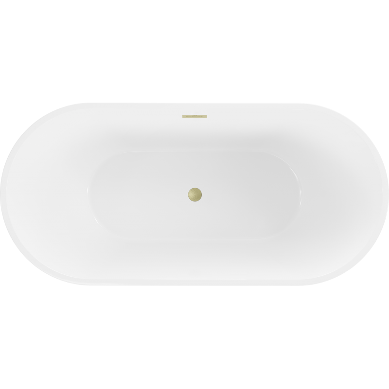 Mexen Luna 140 x 75 cm Freestanding Bathtub, White/Black, Brushed Gold Overflow - 52031407575-55
