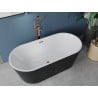 Mexen Luna freistehende Badewanne 140 x 75 cm, weiß/schwarz, Ab-Überlauf gebürstet Kupfer - 52031407575-65