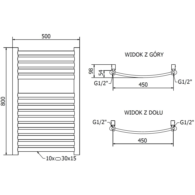 Mexen Helios radiador eléctrico 800 x 500 mm, 300 W, dorado - W103-0800-500-2300-50