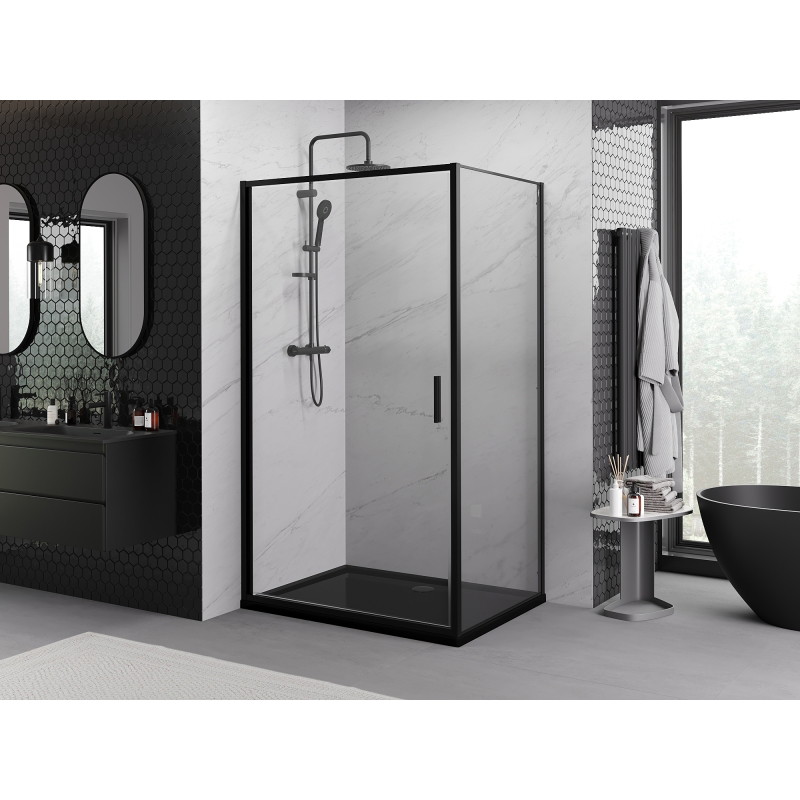 Mexen Exo-B cabine de duche de abrir 75 x 90 cm, transparente, preta - 817-075-090-70-00