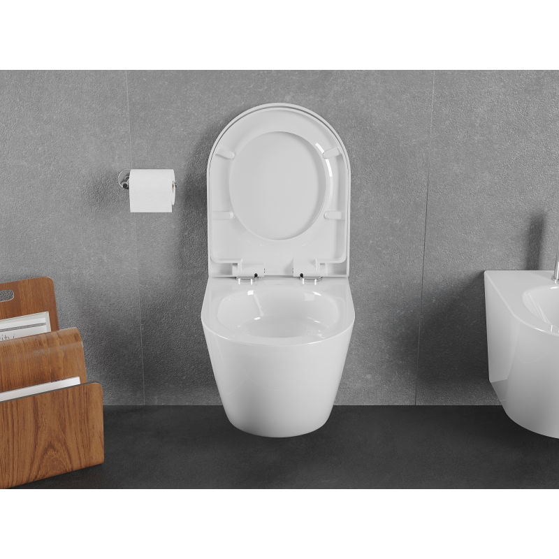 Mexen Lena WC-Schossel Rimless Tornado mat lueschtert ofsezten Deckel haart, Duroplast, wäiss Glanz - 30220200T