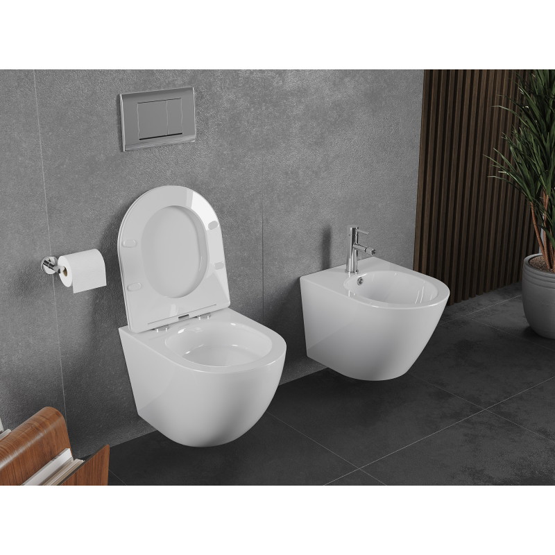 Mexen Lena miska wc Rimless Tornado z deską wolnoopadającą slim, duroplast, biała połysk - 30220300T