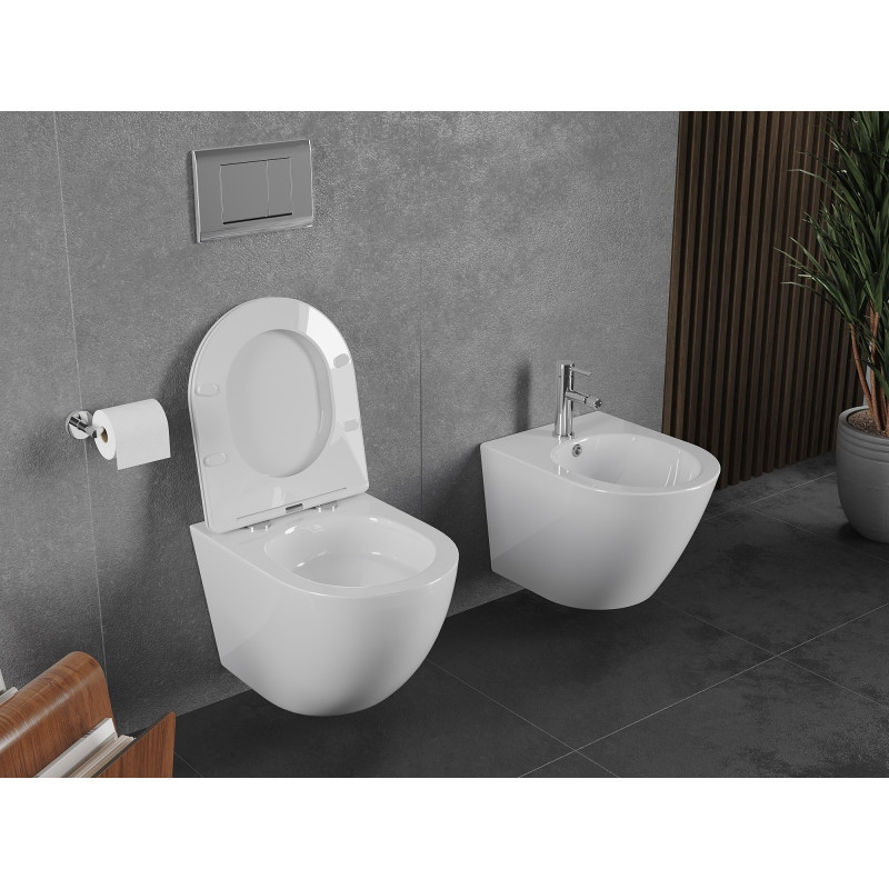 Mexen Lena wc-pott Rimless Tornado aeglaselt langeva õhukese kattega, duroplast, valge läige - 30220300T