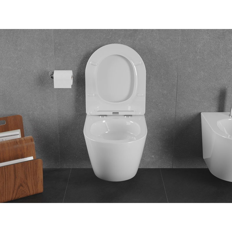 Mexen Lena cuvette WC sans rebord Tornado avec abattant slim à descente progressive, duroplast, blanc brillant - 30220400T