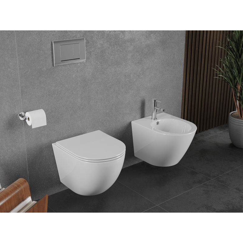 Mexen Lena WC-Schüssel Rimless Tornado mit abnehmbarer Slim-Sitz, Duroplast, weiß glänzend - 30220400T
