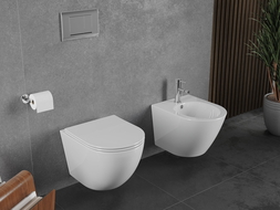 Mexen Lena WC-Schüssel Rimless Tornado mit langsam schließendem Sitz slim, Duroplast, weiß glänzend - 30220400T