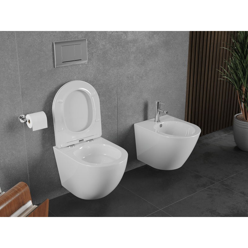 Mexen Lena WC-Schüssel Rimless Tornado mit abnehmbarer Slim-Sitz, Duroplast, weiß glänzend - 30220400T