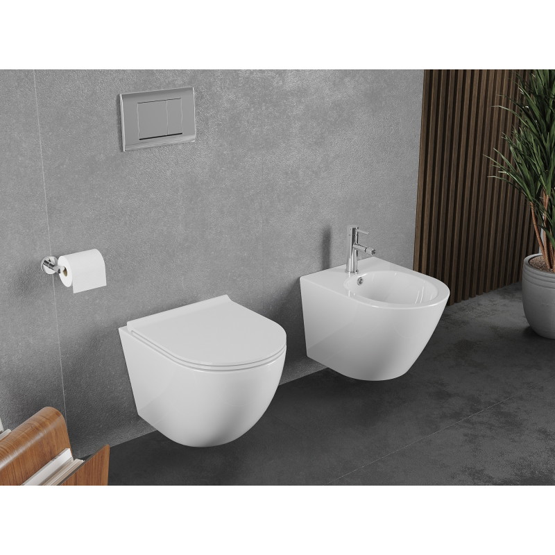 Mexen Lena WC-pott Rimless Tornado aeglaselt sulguva slim-kaane, duroplastik, läikiv valge - 30220500T