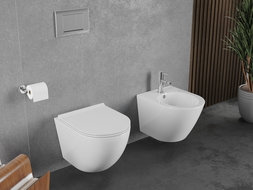 Mexen Lena WC-Schüssel Rimless Tornado mit Absenkautomatik Slim, Duroplast, Weiß Glanz - 30220500T