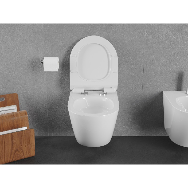 Mexen Lena WC školjka Rimless Tornado sa sporospuštajućom slim poklopcem, duroplast, bijeli sjaj - 30224000T