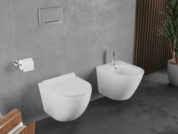 Mexen Lena WC školjka Rimless Tornado sa sporospuštajućom slim poklopcem, duroplast, bijeli sjaj - 30224000T