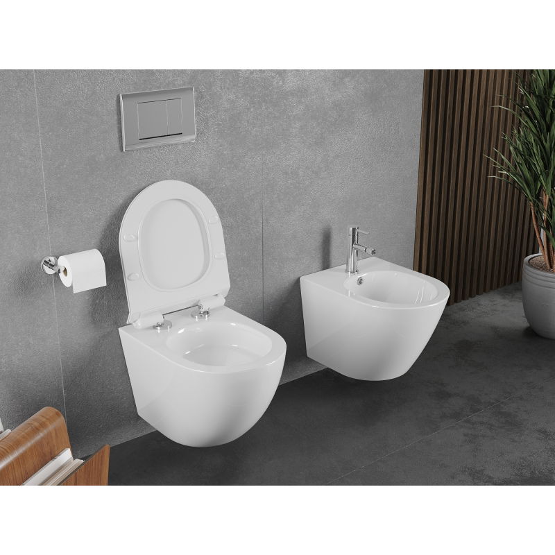 Mexen Lena Λεκάνη WC Rimless Tornado με κάλυμμα slim, duroplast, λευκή γυαλιστερή - 30224000T