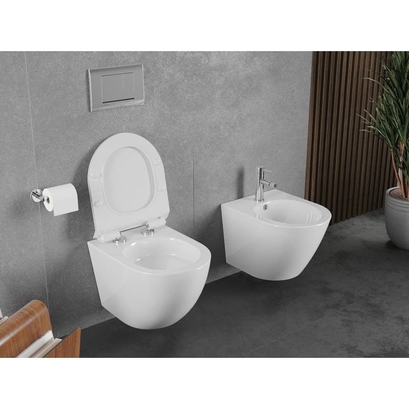 Mexen Lena WC-skål Rimless Tornado med slimmad mjukstängande sits, duroplast, vit glans - 30224000T