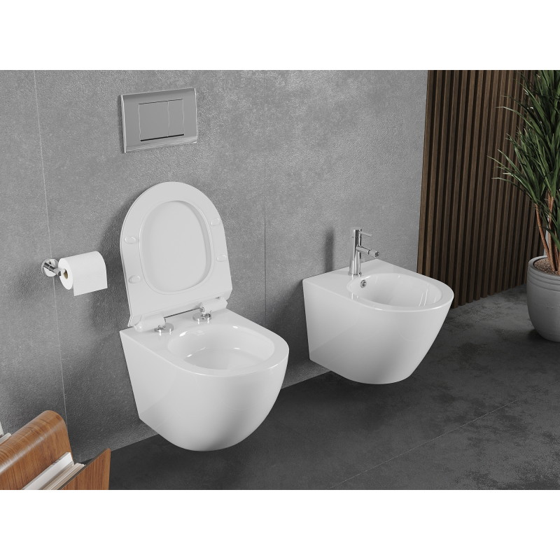 Mexen Lena WC školjka Rimless Tornado sa sporospuštajućom slim poklopcem, duroplast, bijeli sjaj - 30224000T