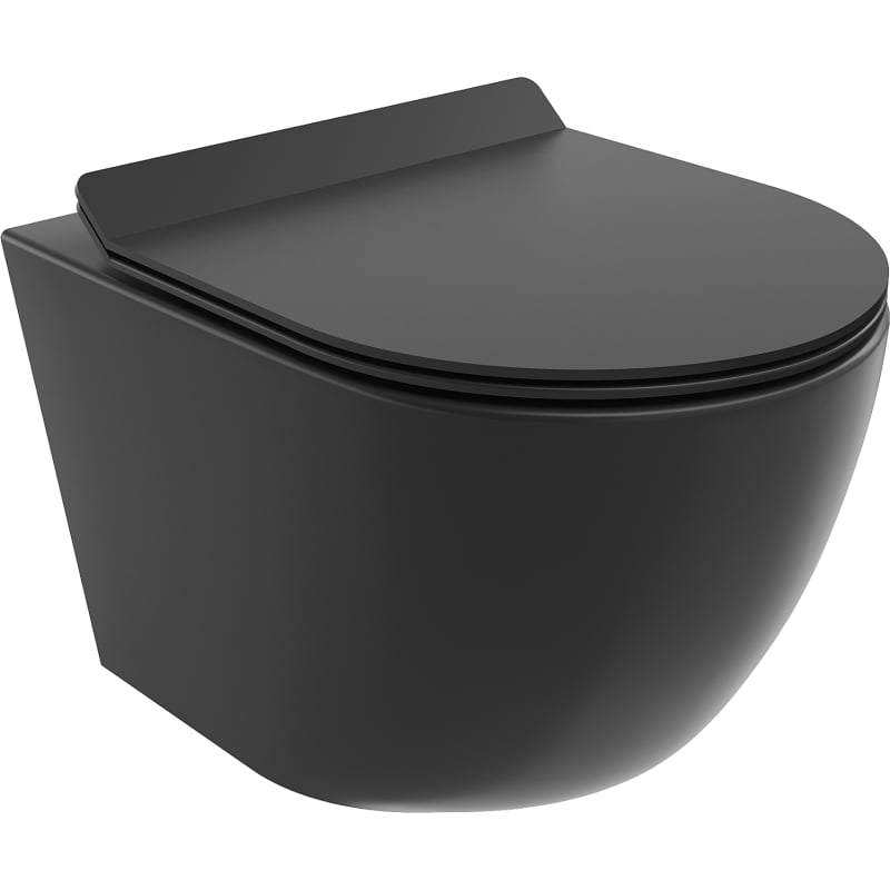 Mexen Lena servamata wc Rimless Tornado aeglaselt sulguva slim-duroplast-kaanega, must matt - 30220185T