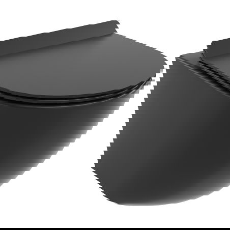 Mexen Lena sanitário suspenso Rimless Tornado com tampa slim de queda suave, duroplast, preto mate - 30220185T