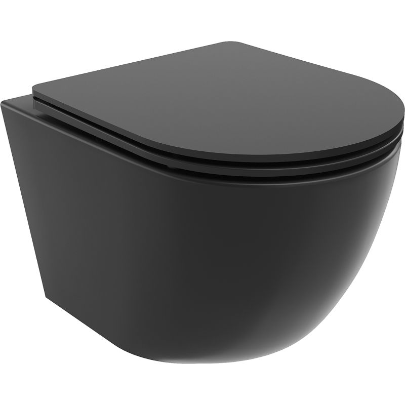 Mexen Lena inodoro Rimless Tornado con asiento de cierre lento slim, duroplast, negro mate - 30221085T