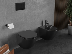 Mexen Lena inodoro Rimless Tornado con asiento de cierre lento slim, duroplast, negro mate - 30221085T