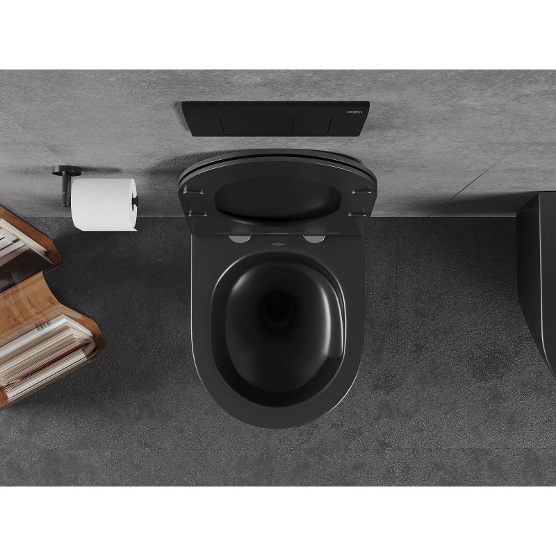 Mexen Lena WC-Schüssel Rimless Tornado mit softschließendem Sitz slim, Duroplast, schwarze Matt - 30221085T