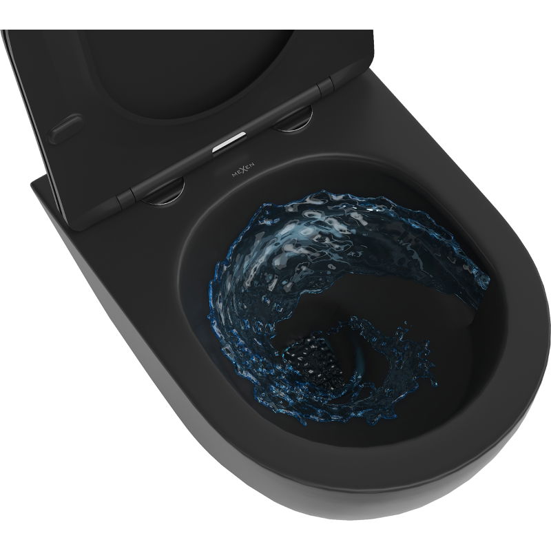 Mexen Lena WC-Schüssel Rimless Tornado mit softschließendem Sitz slim, Duroplast, schwarze Matt - 30221085T