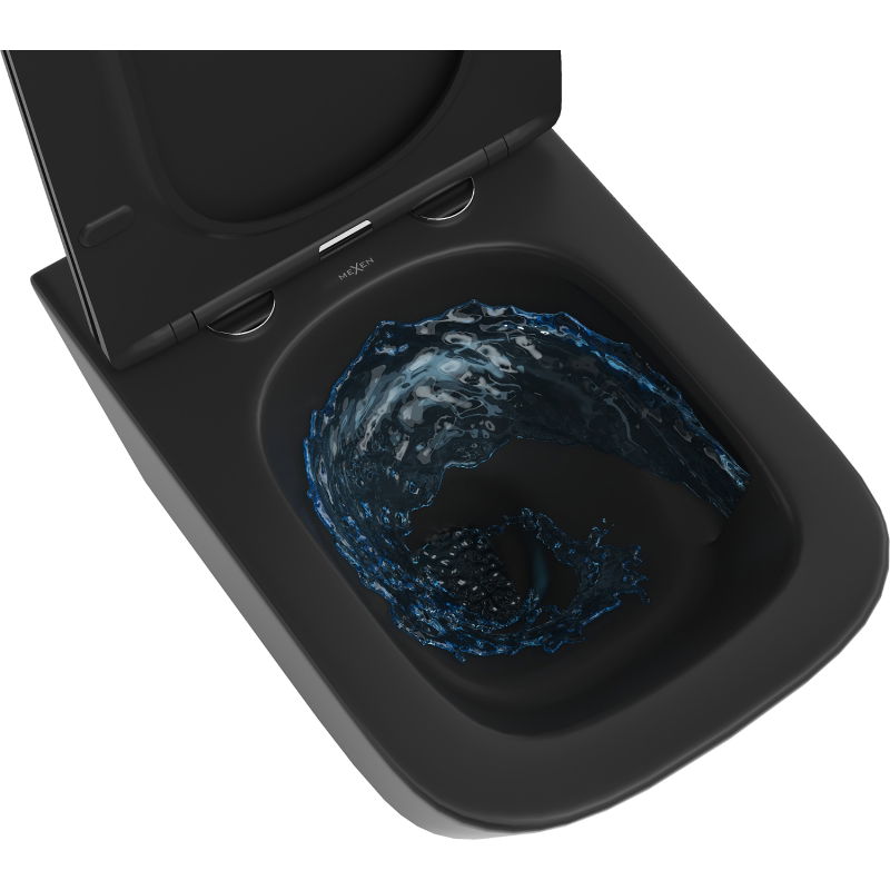 Mexen Teo wc školjka Rimless Tornado s počasi padajočo slim desko, duroplast, črna mat - 30850685T
