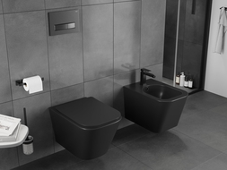 Mexen Teo WC-skål Rimless Tornado med slim mjukstängande sits, duroplast, svart matt - 30850685T